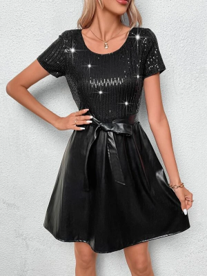 ABITO DA SERA CORTO IN PELLE E PAILLETTES