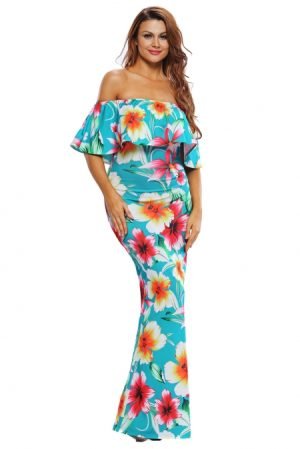 ABITO DA DONNA LUNGO FLOREAL SCOLLATO