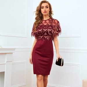 ABITO DA SERA CORTO ELEGANTE BORDEAUX