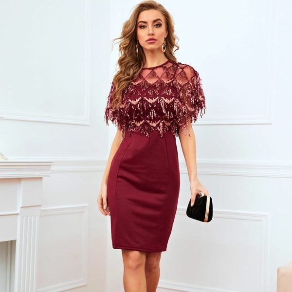 ABITO DA SERA CORTO ELEGANTE BORDEAUX