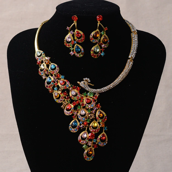 SET COLLANA E ORECCHINI PARURE PAVONE
