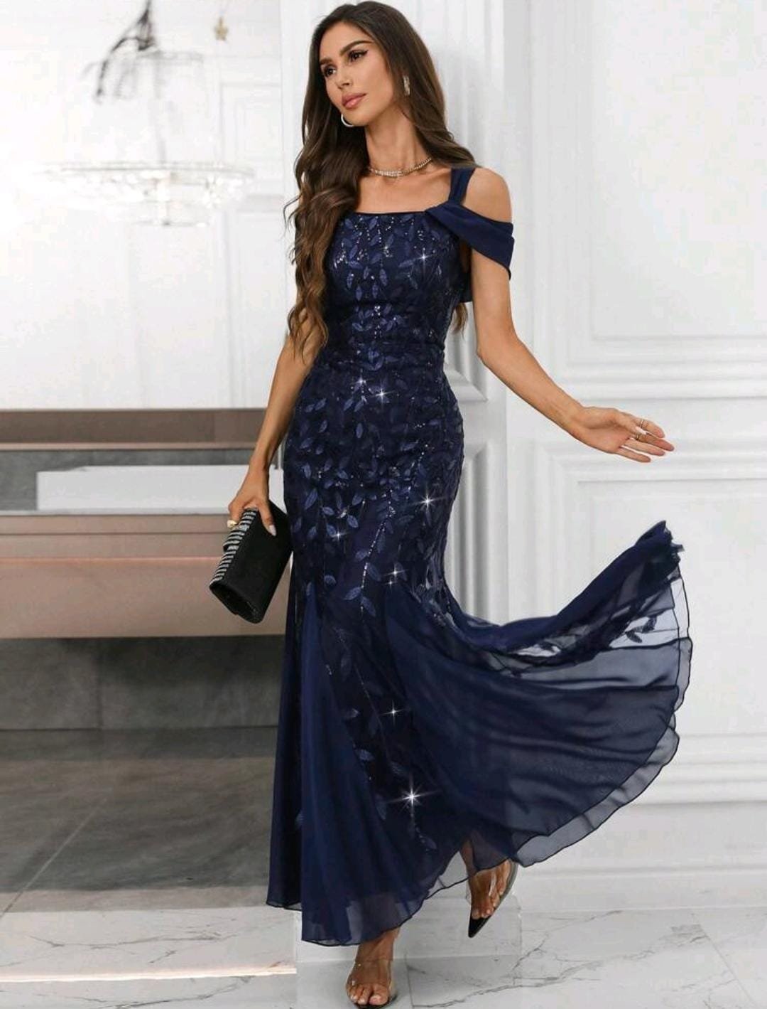 ABITO LUNGO ELEGANTE BLU SCURO CURVY