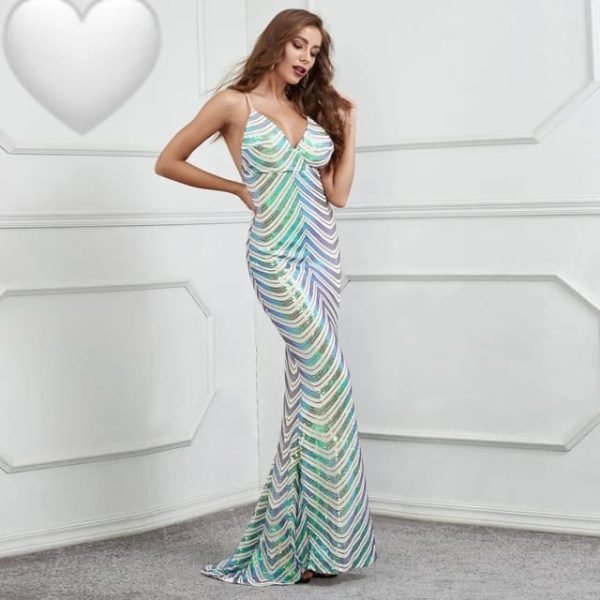 ABITO DA SERA SCOLLATO ELEGANTE IN PAILLETTES