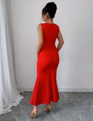 ABITO DA DONNA LUNGO ELEGANTE COLORE ROSSO