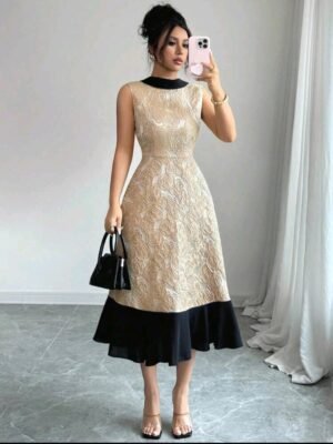 ABITO DA DONNA ELEGANTE SENZA MANICHE BEIGE