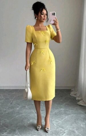 ABITO DA DONNA CORTO CASUALE COLORE GIALLO