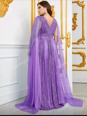 ABITO LUNGO ELEGANTE CURVY LILLA IN PAILLETTES