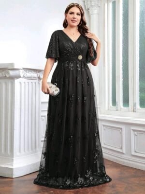 ABITO LUNGO ELEGANTE NERO CURVY