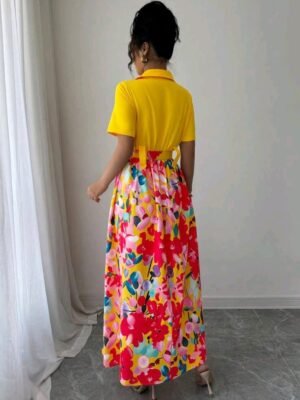 ABITO GIALLO CON MOTIVO FLOREALE