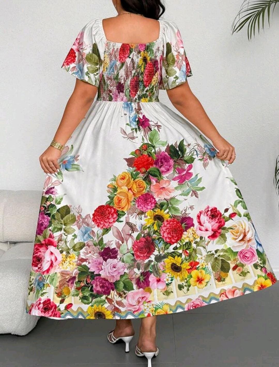 ABITO LUNGO FLORAL TAGLIA GRANDE - immagine 2