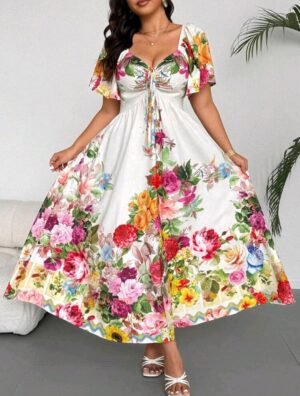 ABITO LUNGO FLORAL TAGLIA GRANDE