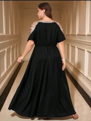 ABITO LUNGO NERO CON STRASS