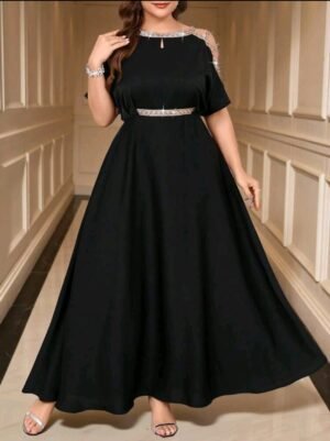 ABITO LUNGO NERO CON STRASS