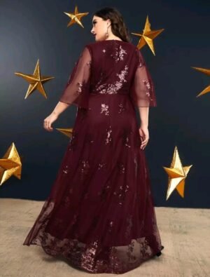 VESTITO DA SERA LUNGO CURVY IN BORDEAUX