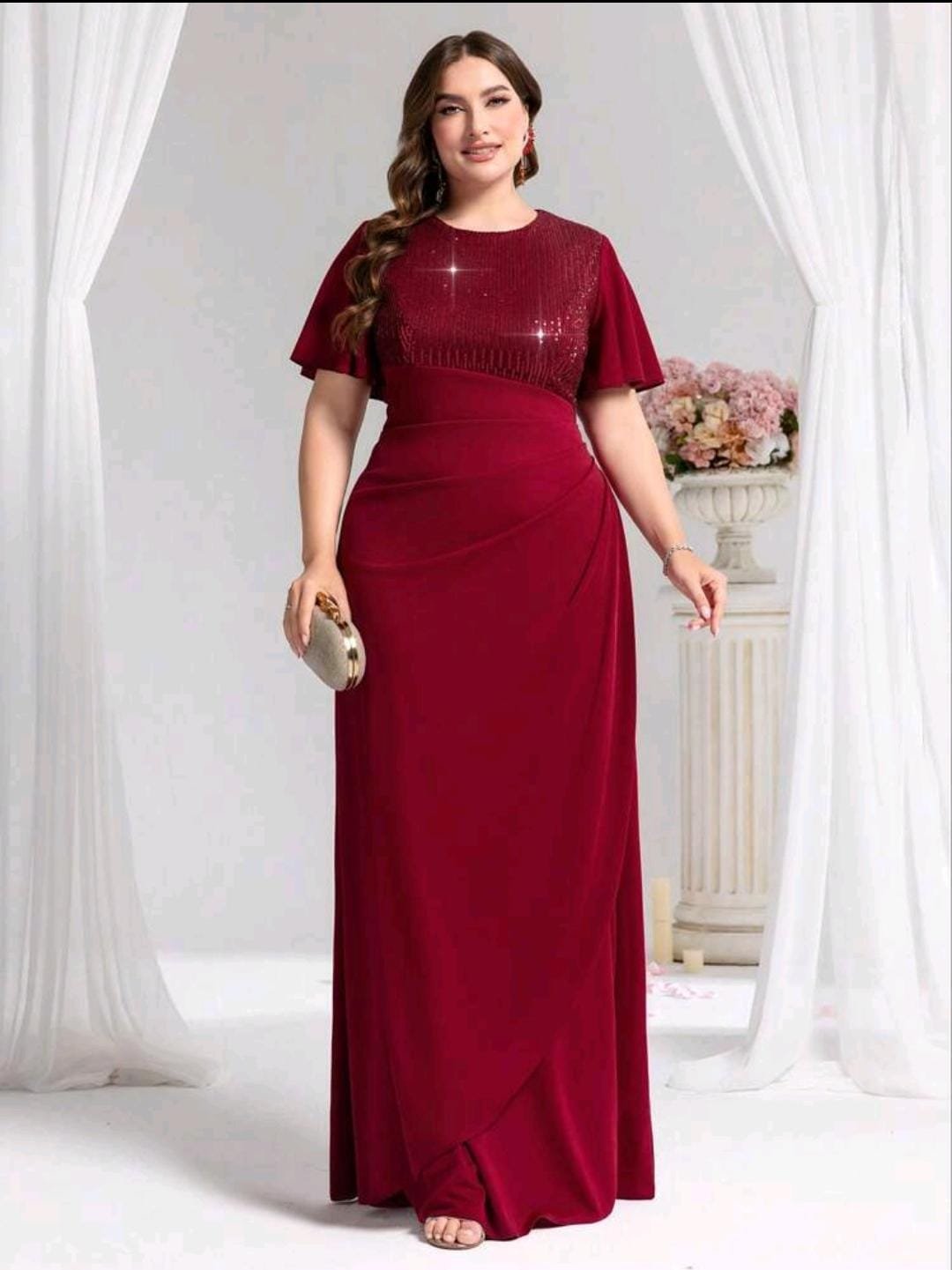 ABITO DA CERIMONIA BORDEAUX CON PAILLETTES