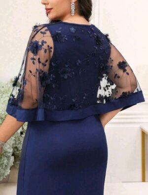 ABITO DA SERA CURVY LUNGO ELEGANTE IN BLU SCURO