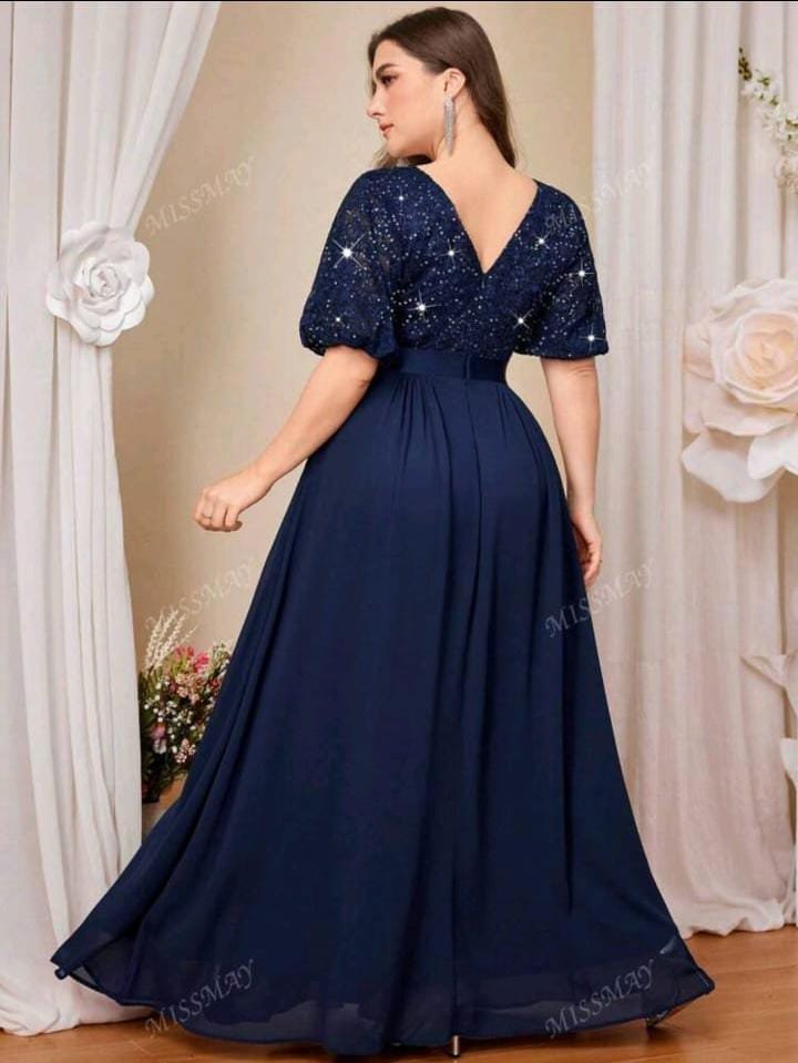 ABITO DA SERA CURVY LUNGO BLU SCURO - immagine 2