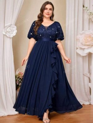 ABITO DA SERA CURVY LUNGO BLU SCURO