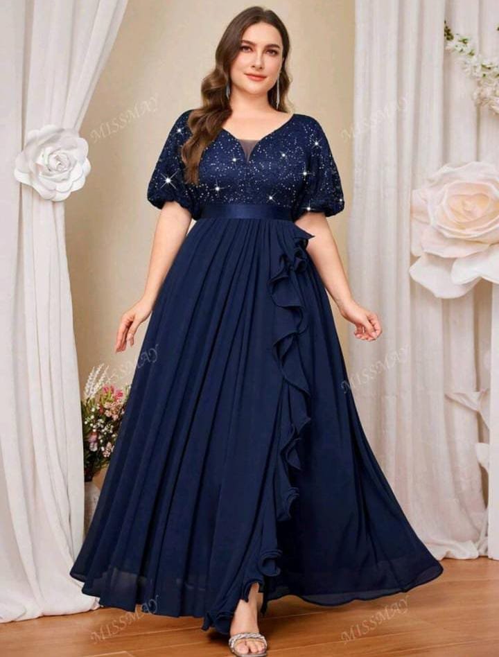 ABITO DA SERA CURVY LUNGO BLU SCURO