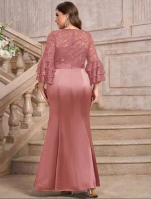 ABITO DA SERA CURVY LUNGO ROSA ANTICO