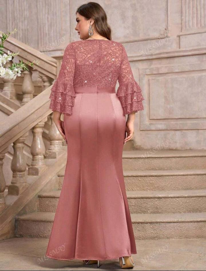 ABITO DA SERA CURVY LUNGO ROSA ANTICO - immagine 2