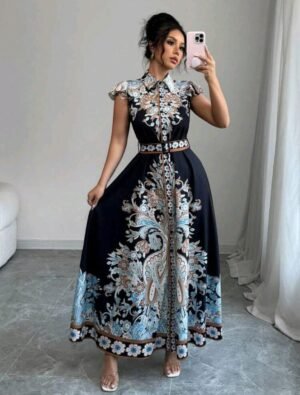 ABITO LUNGO ELEGANTE BLU NOTTE