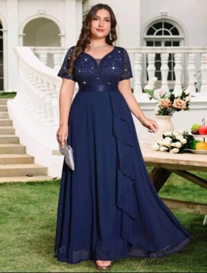 VESTITO DA SERA LUNGO BLU NOTTE