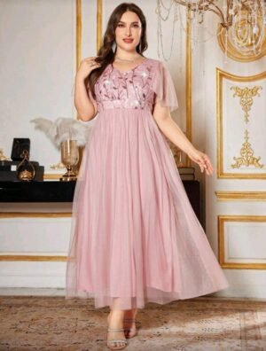 ABITO LUNGO IN TULLE ROSA CIPRIA