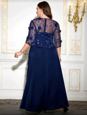 ABITO DA SERA CURVY LUNGO ELEGANTE IN BLU SCURO